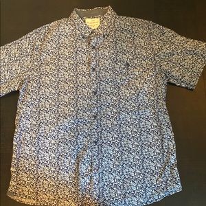 XL blue floral short sleeve collar button down